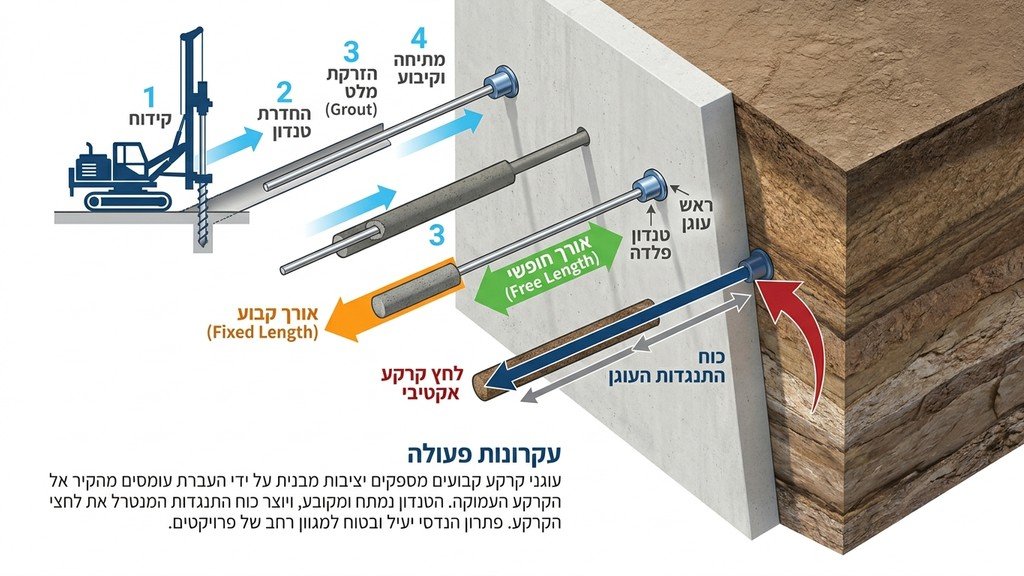 התקנת עוגני קרקע קבועים בשטח פרויקט הנדסי
