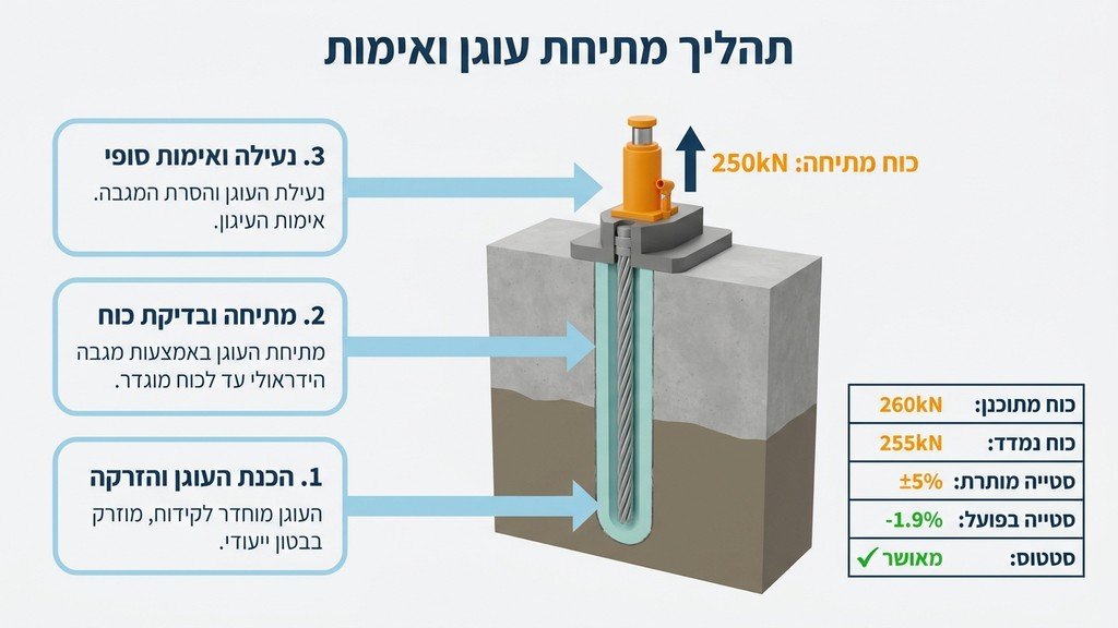 בדיקת עומס ודריכה לעוגן קרקע קבוע