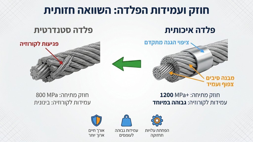 תקריב של כבלי פלדה שזורים לעיגון קרקע