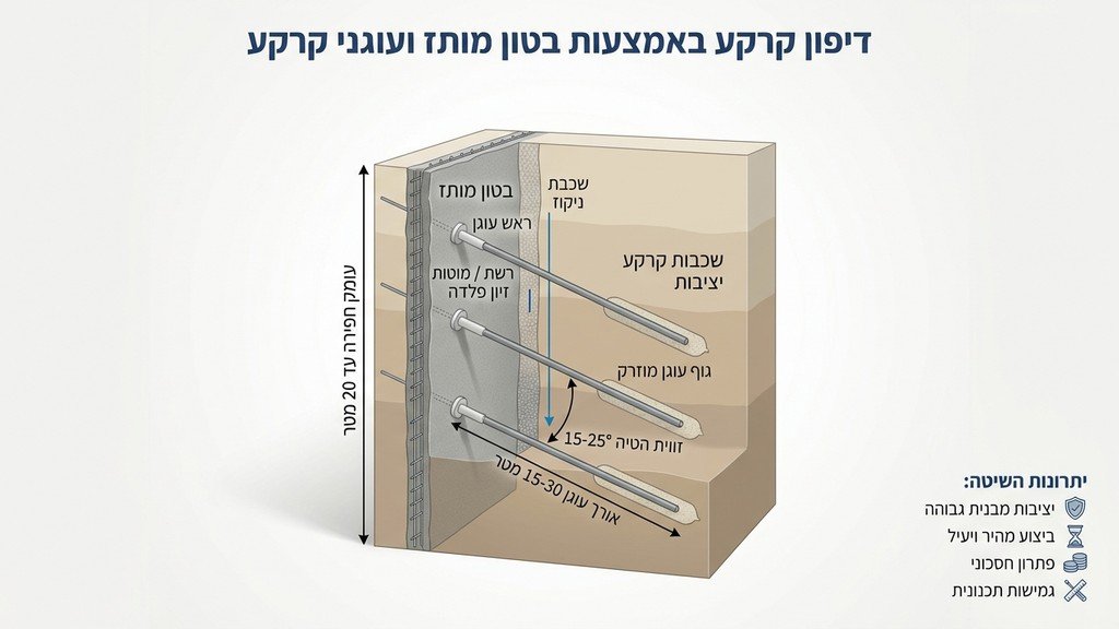 ביצוע עבודות תמיכה וחיזוק דפנות באתר חפירה