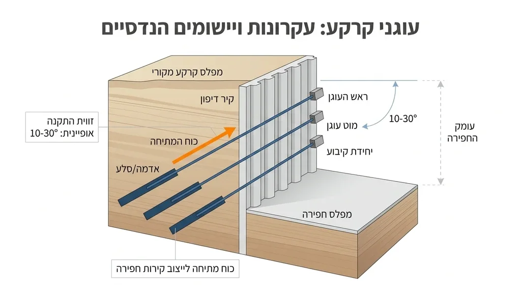 נוצר על ידי מודל בינה מלאכותית Gemini Pro מכונת קידוח עוגני קרקע פועלת באתר חפירה עירוני