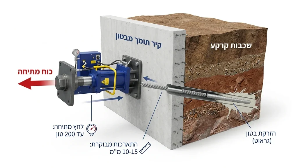 נוצר על ידי מודל בינה מלאכותית Gemini Pro מתיחת עוגן קרקע באמצעות מגבה הידראולי