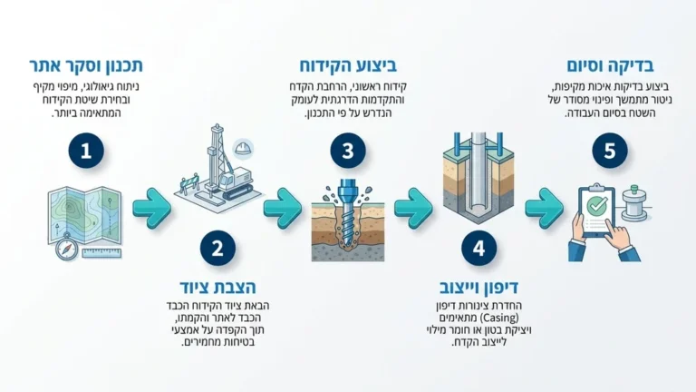 מכונת קידוח מקצועית בפעולה באתר בנייה