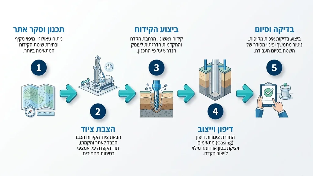 מכונת קידוח מקצועית בפעולה באתר בנייה